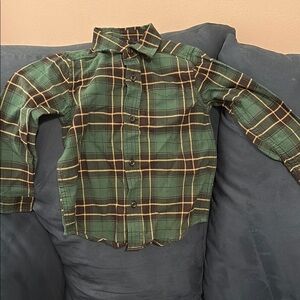 Green Plaid Button-Up Shirt